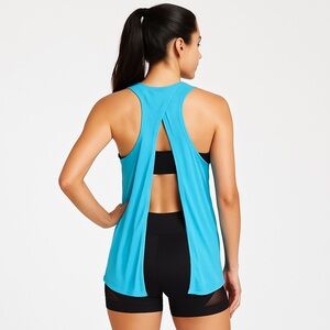 NWT Turquoise Open-Back Sleeveless Tank Top Women’s Activewear Yoga Gym (S/M/L)